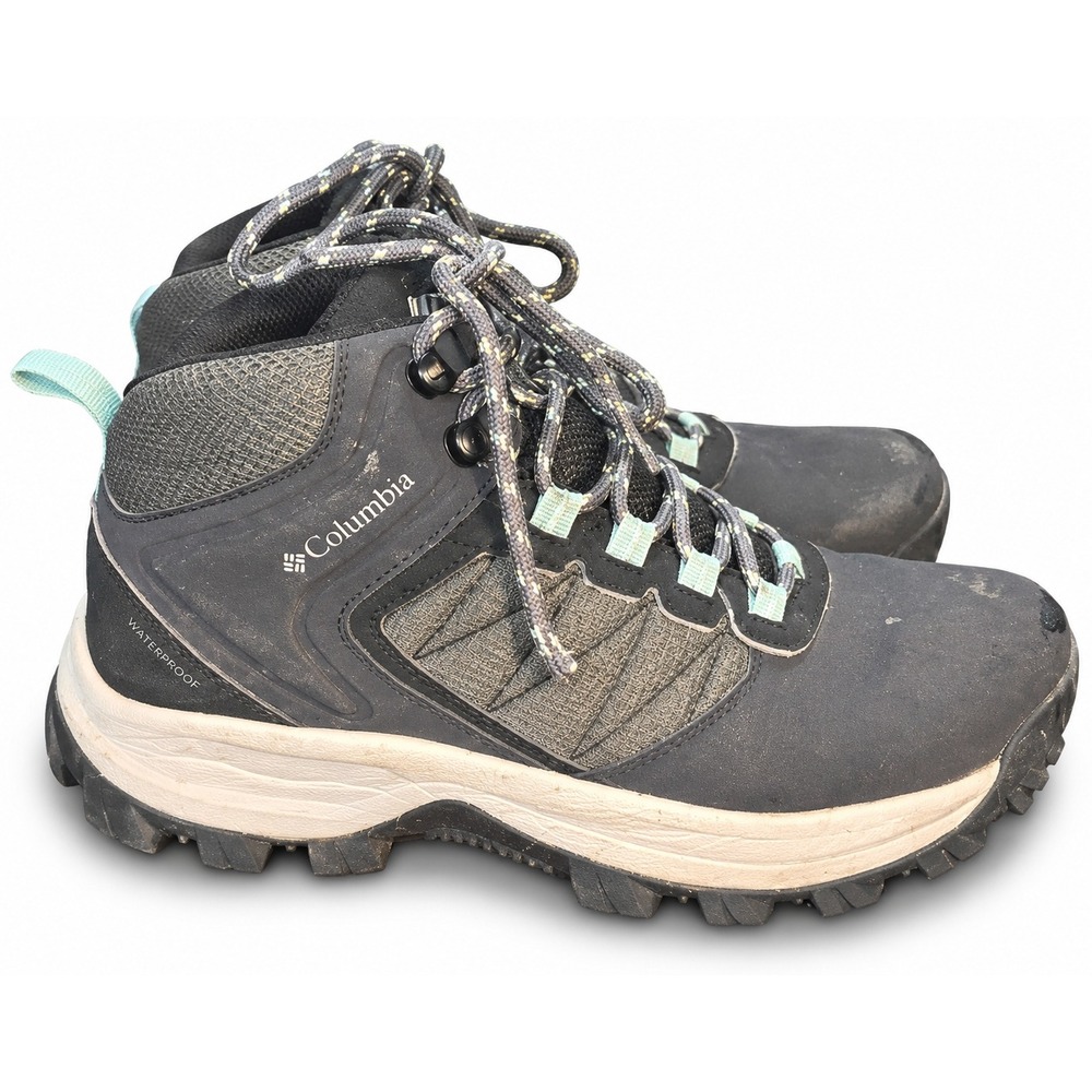 Columbia Newton Ridge Plus Waterproof Hiking Boots Size 8 Grey Black Blue Trail